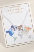 Francesca's World Map Pendant Necklace In Silver - Silver