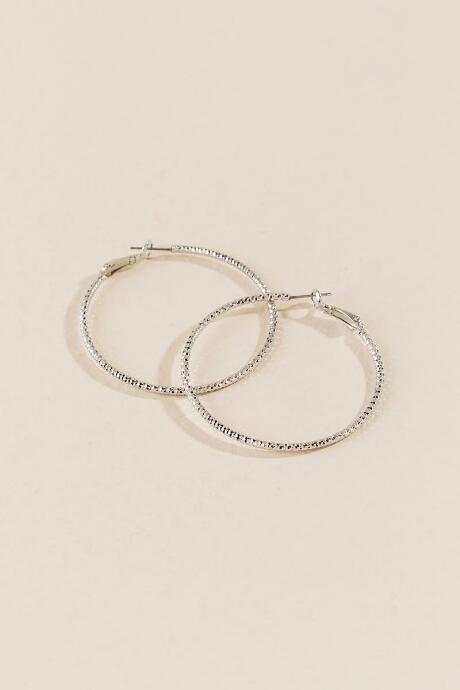 Francesca's Draya Diamond Cut Hoop Earrings - Silver