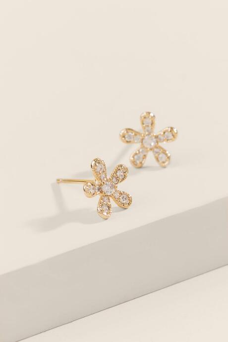 Francesca's Gina Cubic Zirconia Flower Studs - Crystal