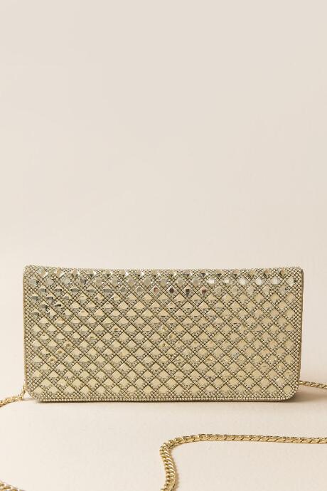 Francesca's Isabelle Crystal Diamond Clutch - Gold