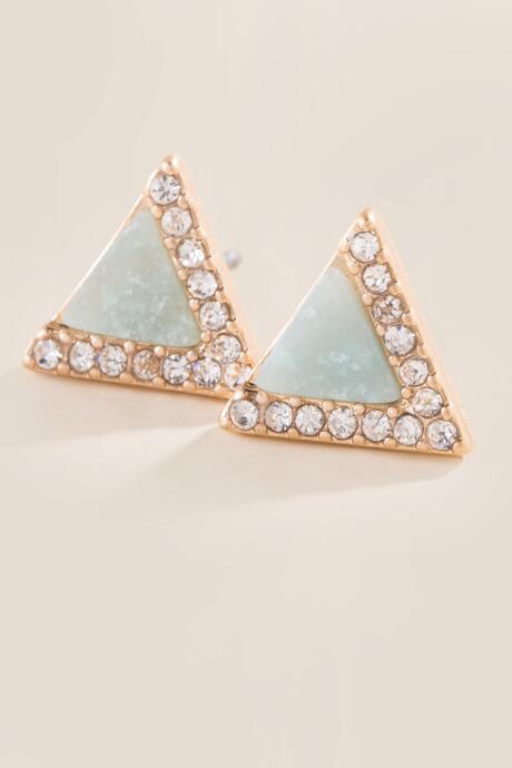 Francesca's Cadence Triangle Pave Studs - Mint