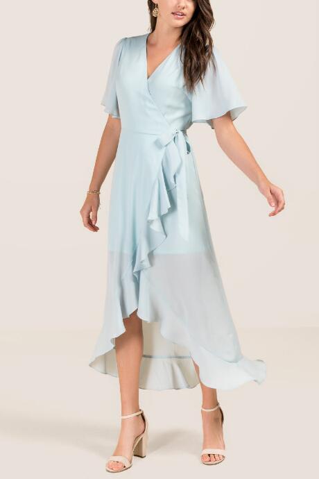 Francesca Inchess Willow Wrap Bridesmaid Dress - Light Blue