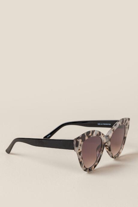 Francesca Inchess Britney Animal Print Cat Eye Sunglasses - Gray