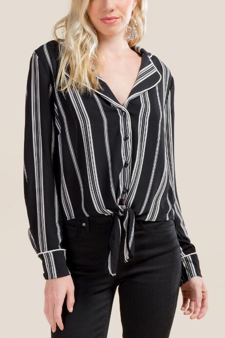 Francesca Inchess Eloise Vintage Collar Pj Blouse - Black/white