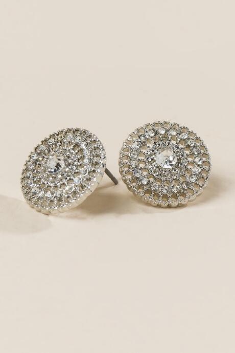 Francesca Inchess Meghan Crystal Circle Studs - Silver