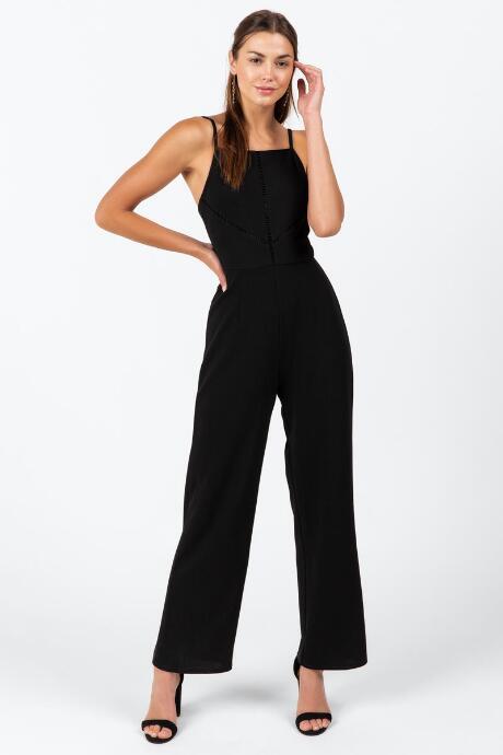 Francesca's Krisley Ladder Trim Jumpsuit - Black