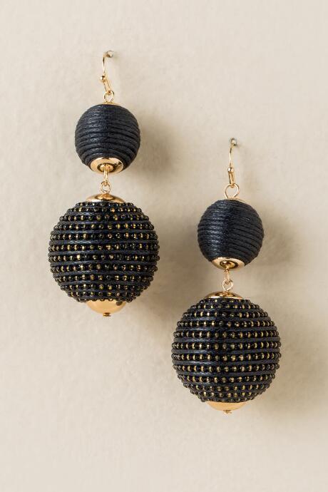 Francesca's Rosabelle Metallic Bauble Drop Earring - Black