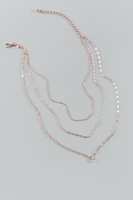 Francesca's Harrah Layered Cubic Zirconia Necklace - Rose/gold