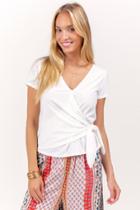 Francesca's Daniella Side Wrap Top - Ivory