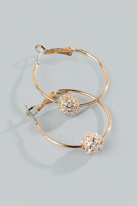 Francesca's Kara Crystal Ball Hoops - Crystal
