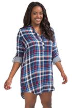 Alya Plus Size Kenzie Plaid Shift Dress - Navy