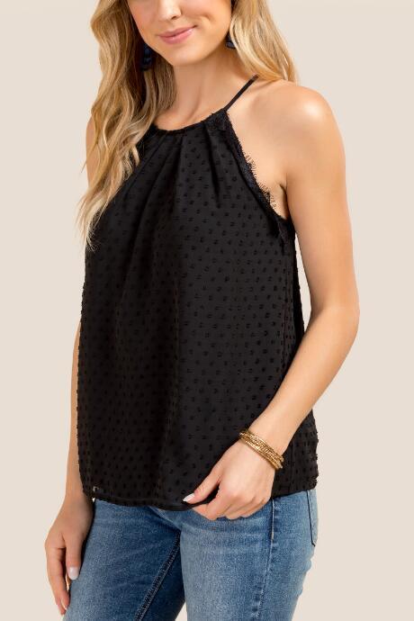 Francesca's Peyton Swiss Dot Tank Top - Black