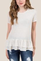 Francesca's Sybil Peplum Ruffle Top - Ivory