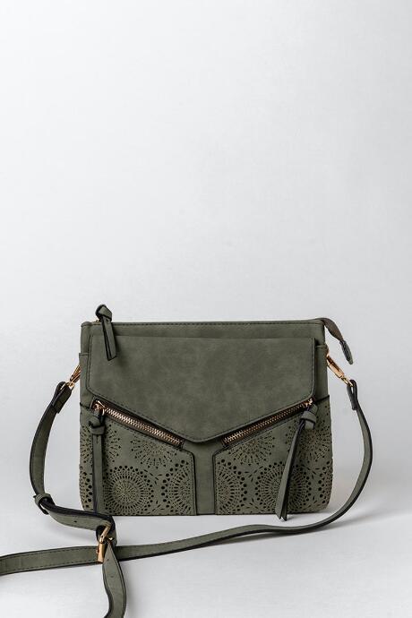 Francesca's Natalie Double Zip Crossbody - Olive