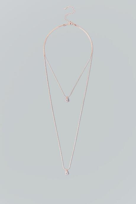 Francesca Inchess Alivia Rose Gold Layered Crystal Necklace - Rose/gold