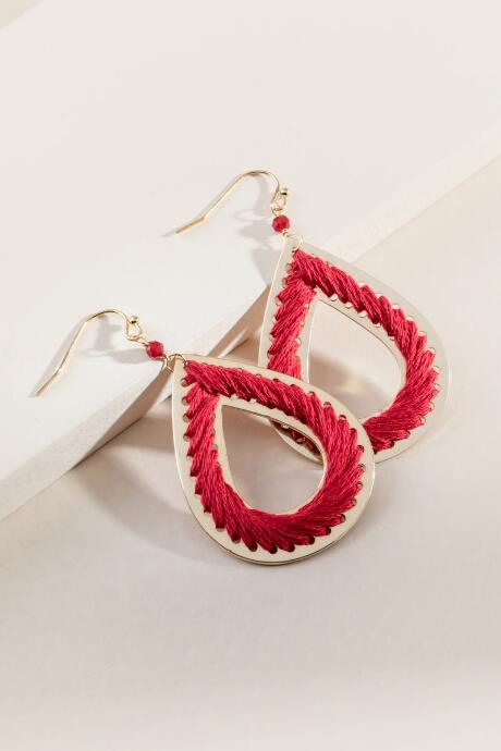 Francesca's Hadley Thread Wrap Earrings - Red