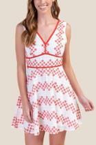 Francesca's Felicia Eyelet Skater Dress - Bright Red