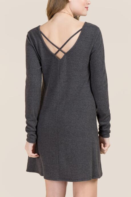 Alya Lynne X Back Hacci Knit Dress - Gray