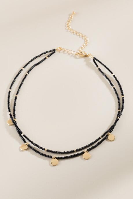 Francesca's Gabbie Beaded Coin Necklace - Black
