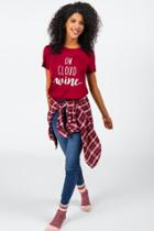 Francesca's On Cloud Wine Tee - Wine