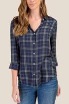Francesca Inchess Betty Plaid Pocket Button Down - Ink Navy