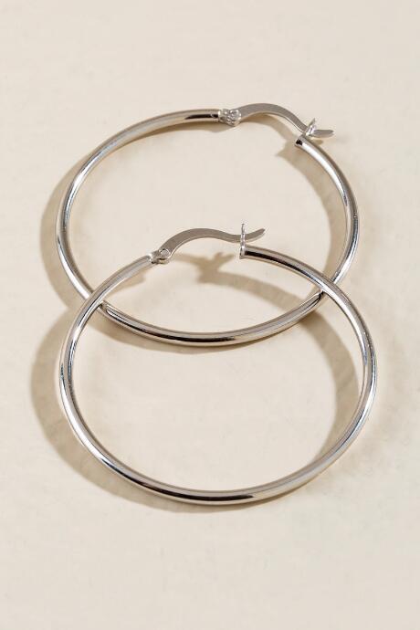 Francesca's Anja Medium Silver Hoops - Silver