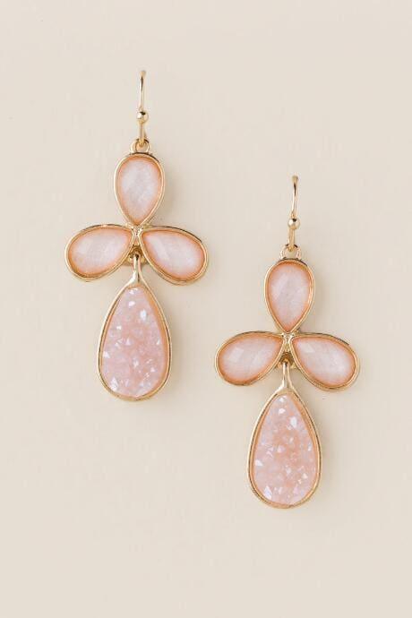 Francesca's Anna Druzy Teardrop Earring - Blush