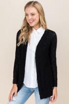 Mi Ami Jentry Rib Knit Lace Up Wrap - Black