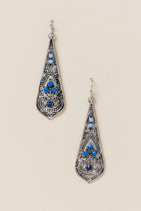 Francesca's Talia Long Teardrop Earring - Navy
