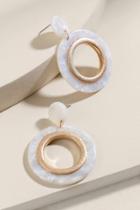 Francesca's Carol Marbled Resin Circle Drop Earrings - Ivory