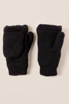 Francesca's Natasha Sherpa Flip Top Gloves - Black