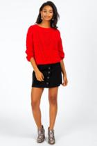 Francesca's Jacynda Balloon Sleeve Sweater - Red