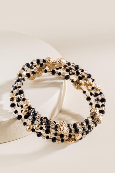 Francesca's Hailey Beaded Coil Bracelet - Mixed Plating