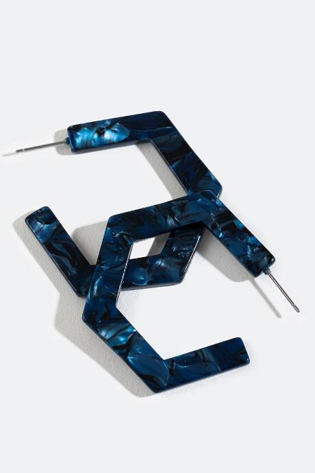Francesca's Madyson Hexagon Hoops - Navy