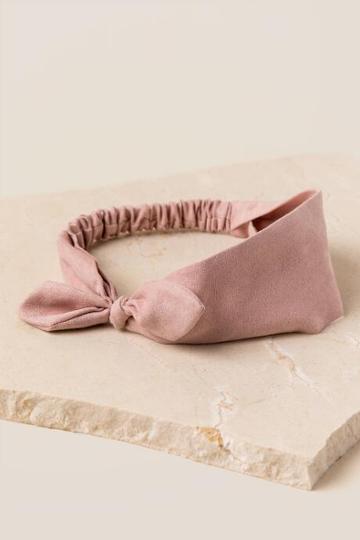 Francesca's Avaline Suede Bow Headband - Blush