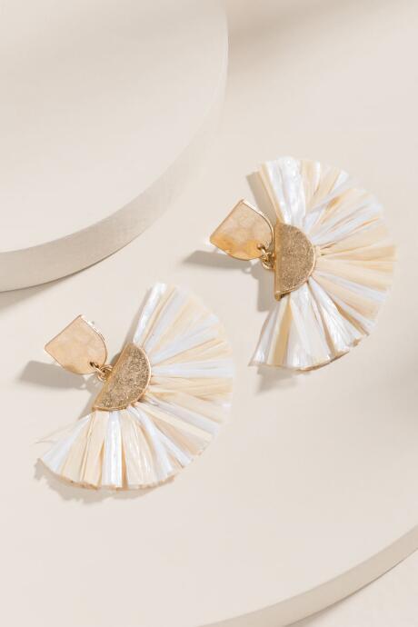 Francesca's Rikki Raffia Tassel Earrings In Ivory - Ivory