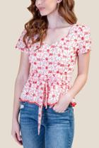 Francesca's Victoria Peplum Blouse - Bright Red