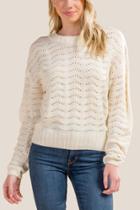 Francesca's Paxton Scalloped Pointelle Sweater - Ivory