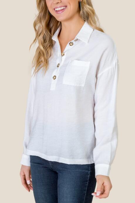 Francesca's Anna Button Front Blouse - Ivory