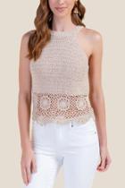 Francesca's Jenessa Crochet Tank Top - Natural