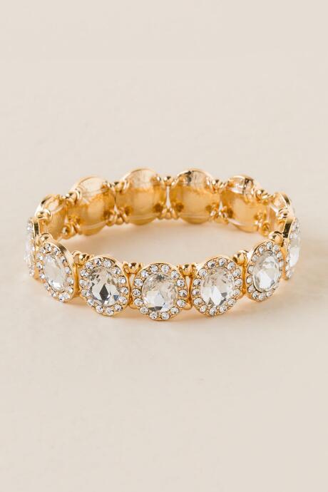 Francesca's Betsy Oval Crystal Stretch Bracelet - Crystal