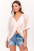 Francesca's Jessica Striped Knot Lounge Wrap - Coral