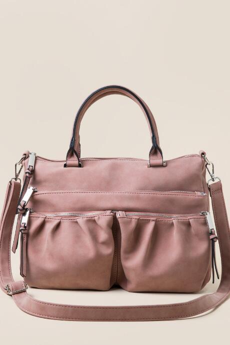 Francescas Linda Double Pocket Satchel - Mauve
