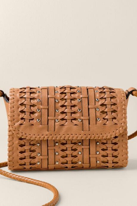 Francesca's Jhene Woven Crossbody - Tan