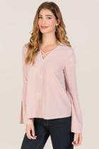 Wellsky Marisa Embroidered Floral Bell Sleeve Blouse - Mauve
