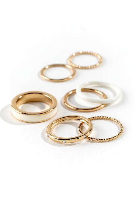 Francesca's Danica Enamel Ring Set - White