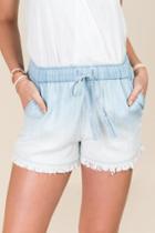 Blue Rain Leia Ombre Fray Hem Tencel Soft Shorts - Chambray