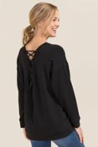 Alya Rylee Lattice Back Sweatshirt - Black