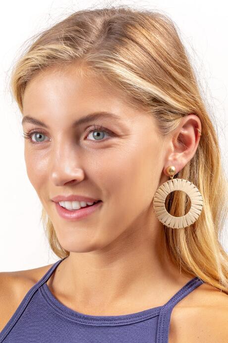 Francesca's Toni Raffia Threaded Hoops - Gold