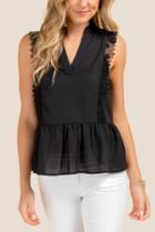 Francesca's Cameron Lace Peplum Blouse - Black
